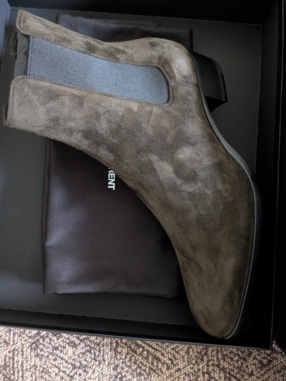 Men's SAINT LAURENT Suede WYATT Boot in SABLE BRAUN